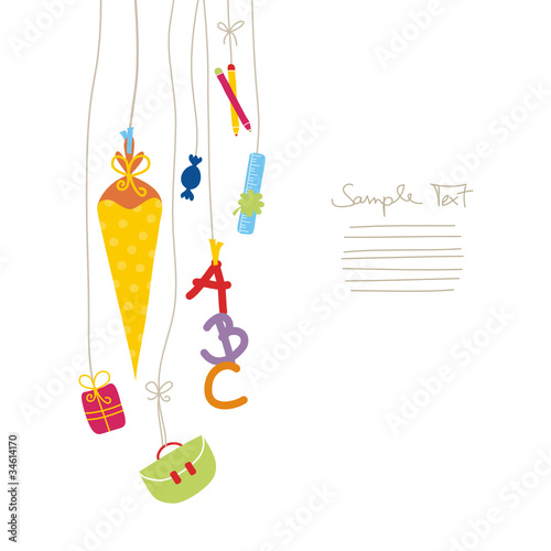 Vektor: First Day of School Elements Coloured First Day of School Elements Coloured