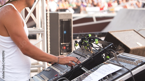 Photo: sound control engineer in outdoor concert event sound control engineer in outdoor concert event
