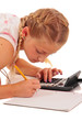 Pretty girl with calculator