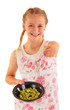 Attractive girl offering fresh grapes