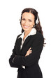 Support phone operator in headset, on white