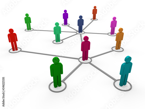 Illustration: 3d network team color 3d network team color