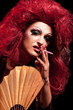 Drag Queen. Man dressed as Woman. On black. Drag Queen. Man dressed as Woman. On black.