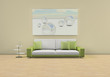 3d Rendering Raum mit Sofa grün weiß