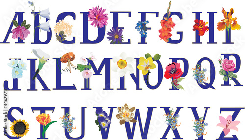 Vektor: isolated flower alphabet isolated flower alphabet