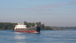 A barge going down the river