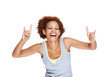 Happy girl gesturing rock and roll sign Happy girl gesturing rock and roll sign