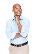 Young African American business man looking upwards