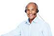 Customer service representative with headset