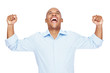 Overjoyed celebrating Afroamerican businessman