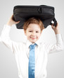 Young business boy with suitcase Young business boy with suitcase
