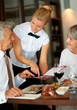 Senior couple having a meal at the restaurant