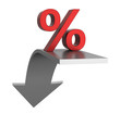 Percentage symbol with an arrow down