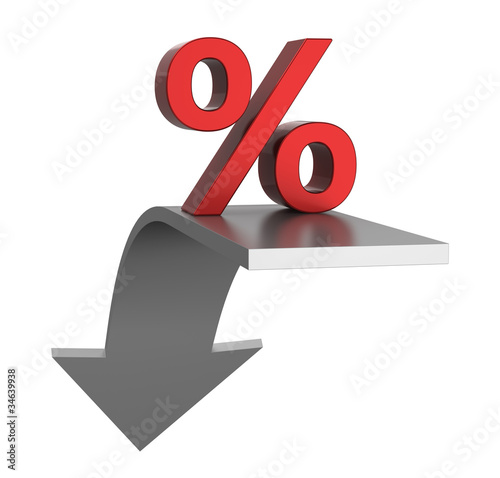 Illustration: Percentage symbol with an arrow down Percentage symbol with an arrow down
