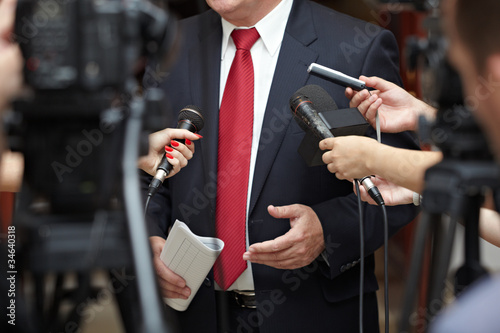 Photo: business meeting conference journalism microphones business meeting conference journalism microphones