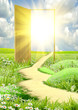 Sun rays passing through an open door