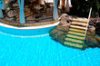 Outdoor restaurant near swimming pool, Tenerife island, Spain