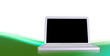 White laptop with black screen