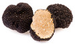 Black truffles on a white background