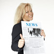 Photo: Happy woman showing thump up for good news Happy woman showing thump up for good news