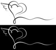 Condolence Card Black Heart & Wing