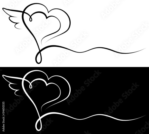 Vektor: Condolence Card Black Heart & Wing Condolence Card Black Heart & Wing