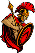 Spartan Trojan Mascot with Spear and Shield