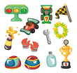 cartoon f1 car racing icon set.
