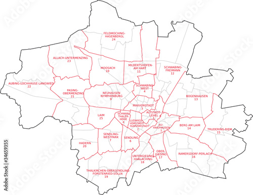 Vektor: München Stadtbezirke München Stadtbezirke