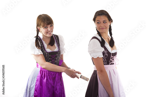 Foto: Frau mit Geldspritze, Frau mit Geldspritze,