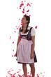 Foto: Rosenblätter regnen auf eine Frau in Tracht, Rosenblätter regnen auf eine Frau in Tracht,
