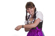 Frau in Tracht, mit Gerbil auf der Hand