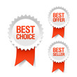 Best choice, offer and seller labels with ribbon Best choice, offer and seller labels with ribbon