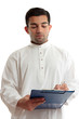 Ethnic business man writing
