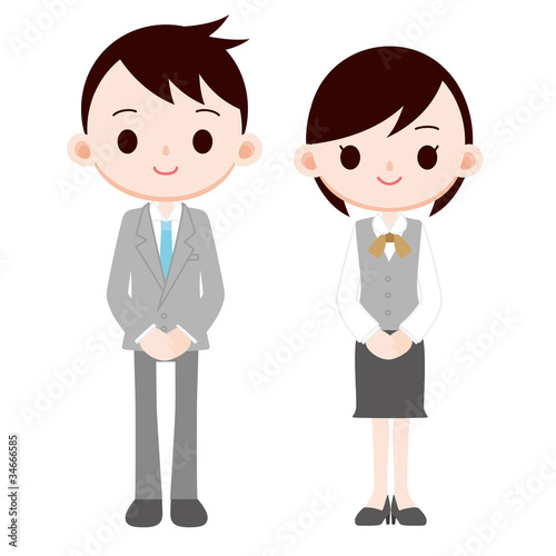 Illustration: 男性社員と女性社員 男性社員と女性社員