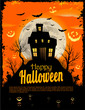 Halloween invitation background with a haunted house