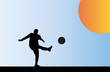 Illustration of silhouette of a football player at sunset