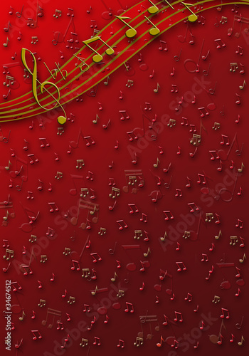 Illustration: Fondo note musicali rosso Fondo note musicali rosso