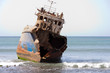 Old ship in the shallows near the shore Old ship in the shallows near the shore