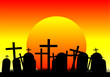 Vektor: Cemetery at sunset Cemetery at sunset