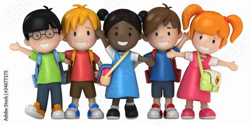Illustration: 3D Render of School Kids 3D Render of School Kids