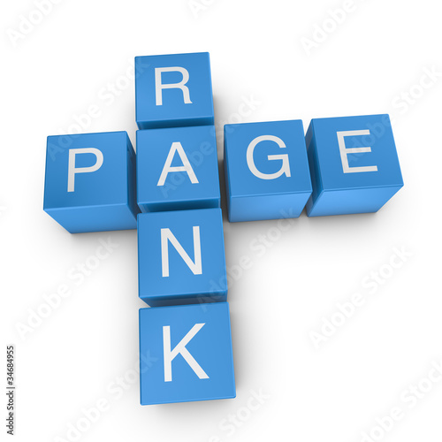 Illustration: Page rank 3D crossword on white background Page rank 3D crossword on white background