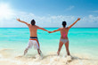 Photo: Happy couple on holidays at Caribbean Sea Happy couple on holidays at Caribbean Sea