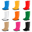 Colored rain boots vector set