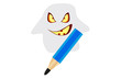 Terrible apparition with a pencil in hand