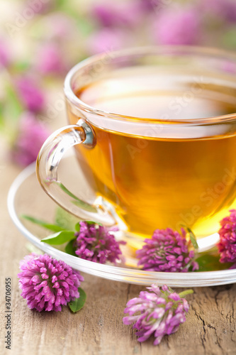 Photo: herbal tea and clover flowers herbal tea and clover flowers