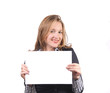 Photo: Pretty girl with blank card Pretty girl with blank card