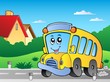Vector: Road with school bus 2 Road with school bus 2
