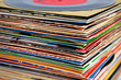 old vinyl records pile