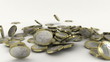 Slow motion coins fall